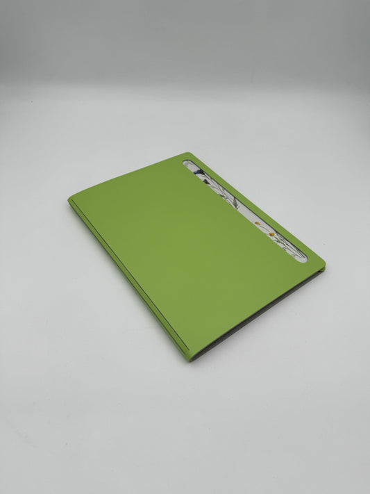 Florentine Wildflower Journal in Green Leather Folder – A5 Notepad