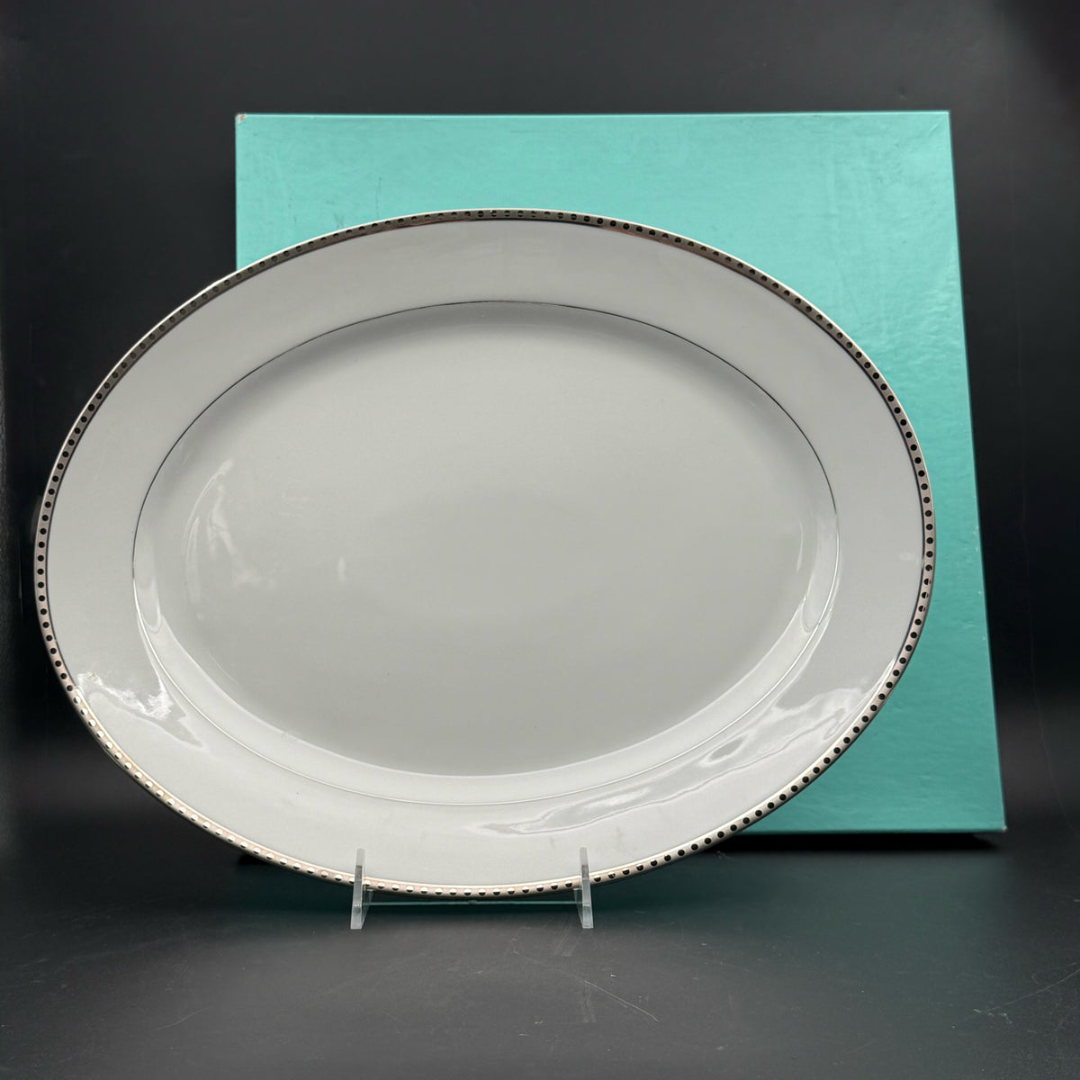 Tiffany  & Co "Platinum Band" Oval  Platter With Box