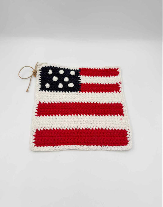 Mud Pie Americana Crocheted Pot Holder – Stars & Stripes Kitchen Decor