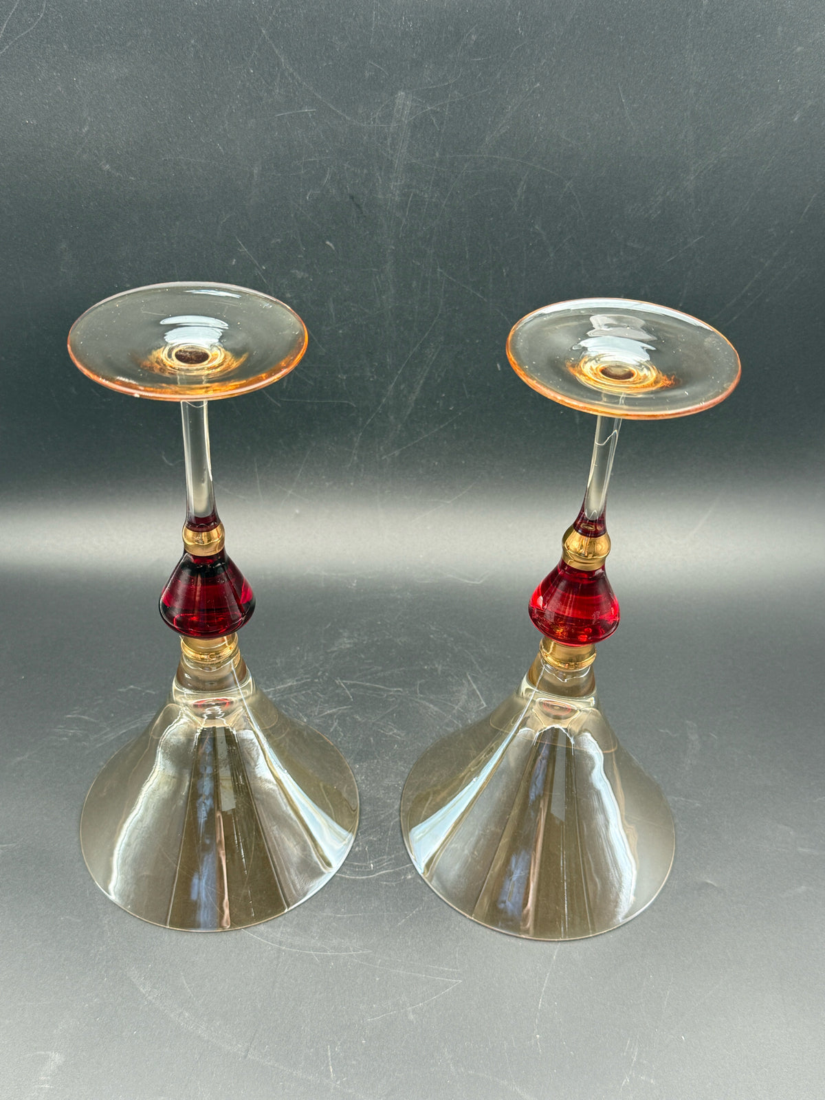 Amber Luster Pair Of Martini Glasses