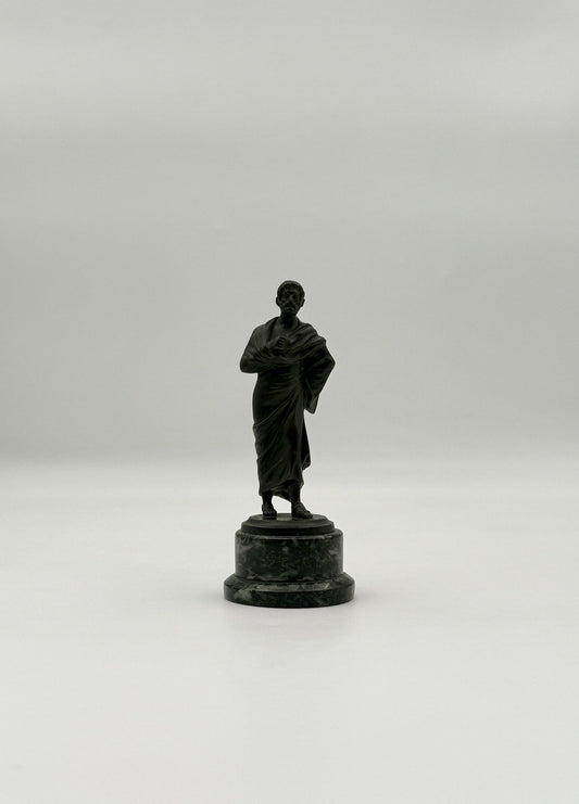 Bronze Roman Figure on Marble Base – c. 1900 Classical Art Sculptures