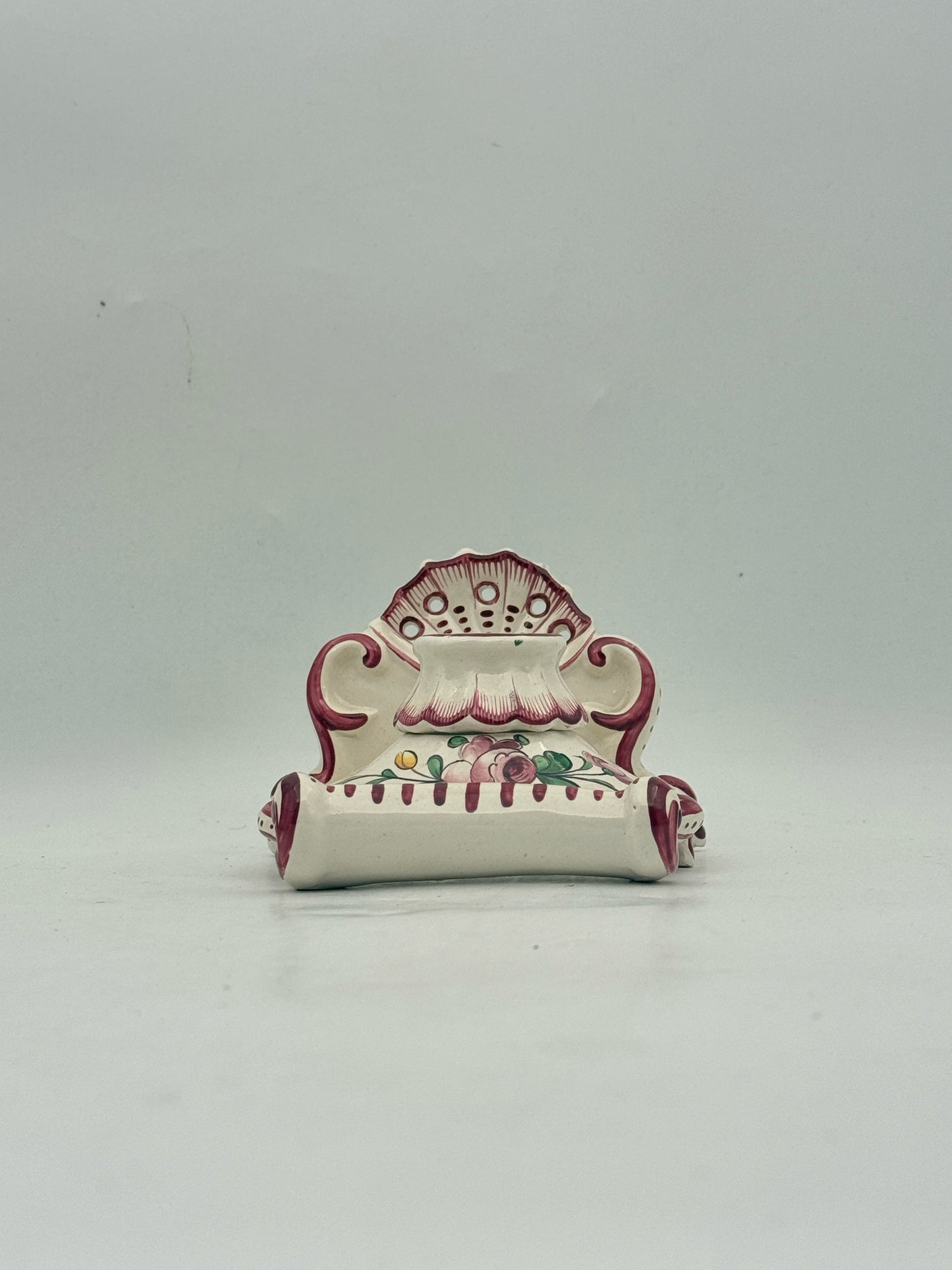 Handpainted Ceramic Inkwell Made In France