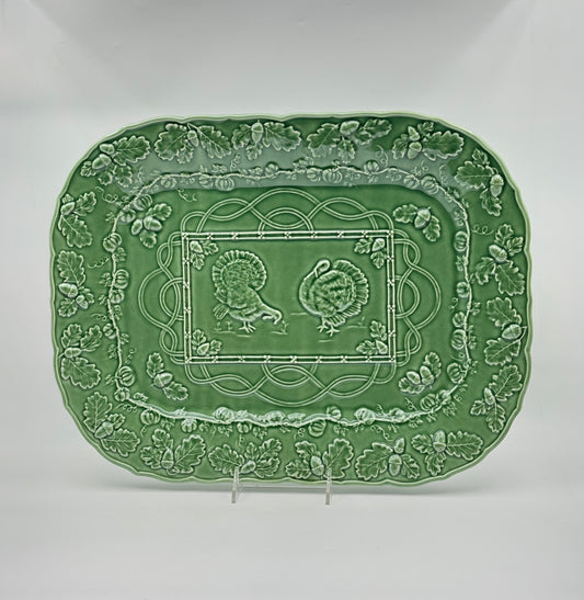 Bordallo Pinheiro Green Turkey Platter – Portugal Majolica