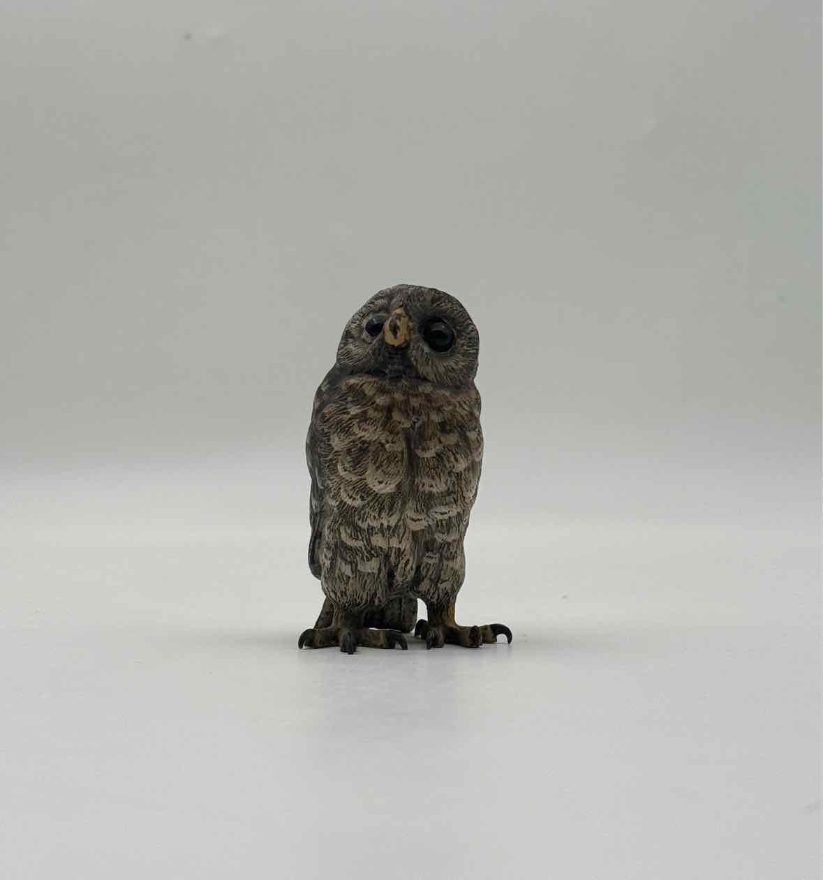1900 Cold Painted Vienna Bronze Owl Figurine Marked "B"