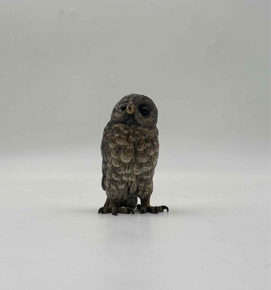 1900 Cold Painted Vienna Bronze Owl Figurine Marked "B"