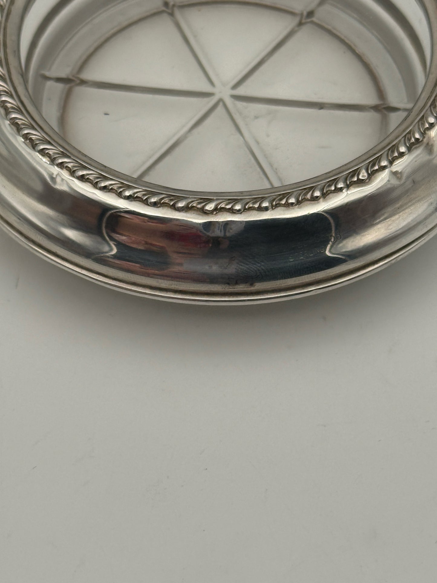 Sterling Silver And Crystal Coasters- Set Of 3