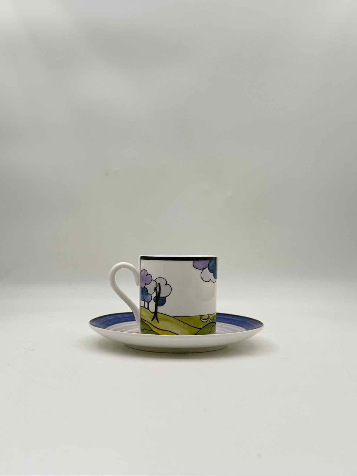Wedgwood Blue Firs Teacup Saucer Cafe Chic England Porcelain Set 