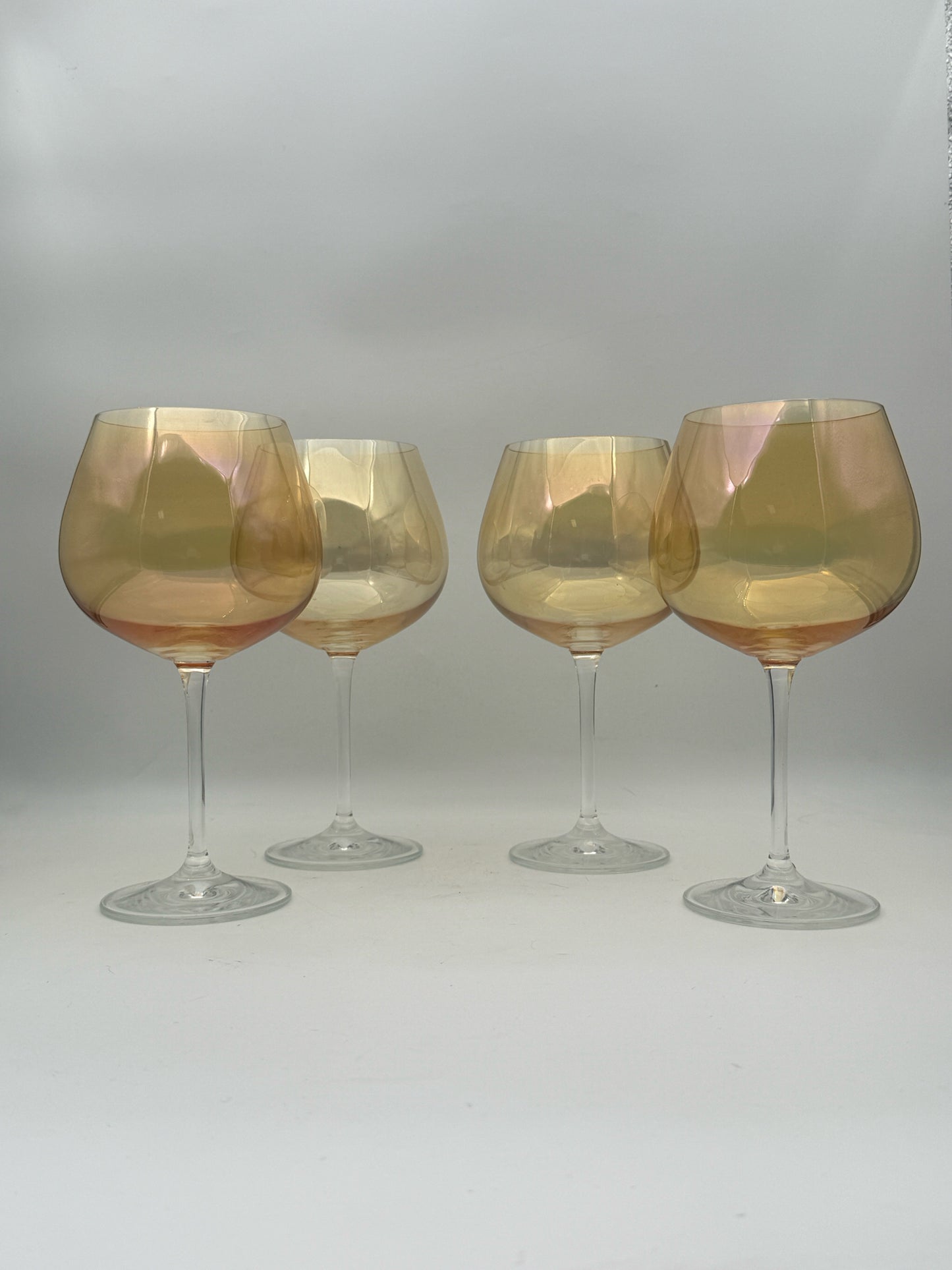 Yellow Iridescent Balloon Wine Glasses- Set Of 4