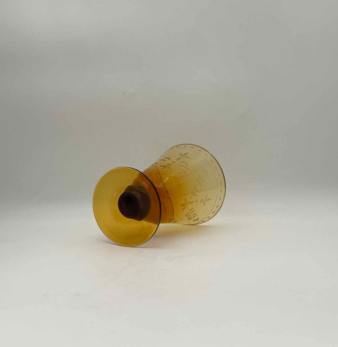 Set Of Eight Amber Etched Glass Aria Goblets