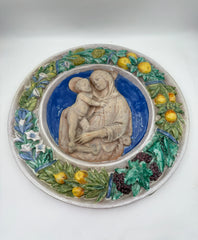 Della Robia Madonna And Child Italian Wall Plaque