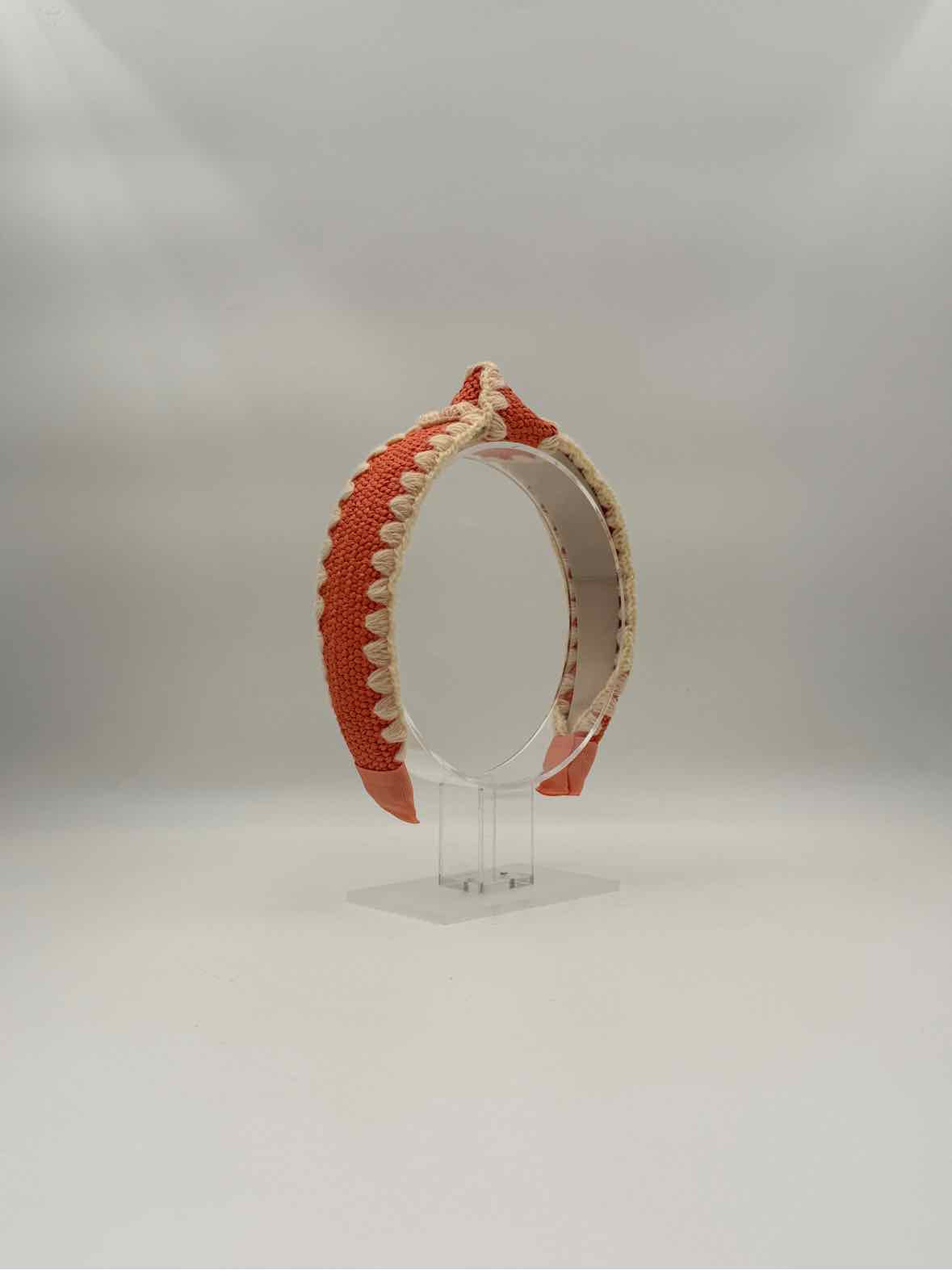 Orange Knotted Headband – Textured Padded Knot Hair Accessory