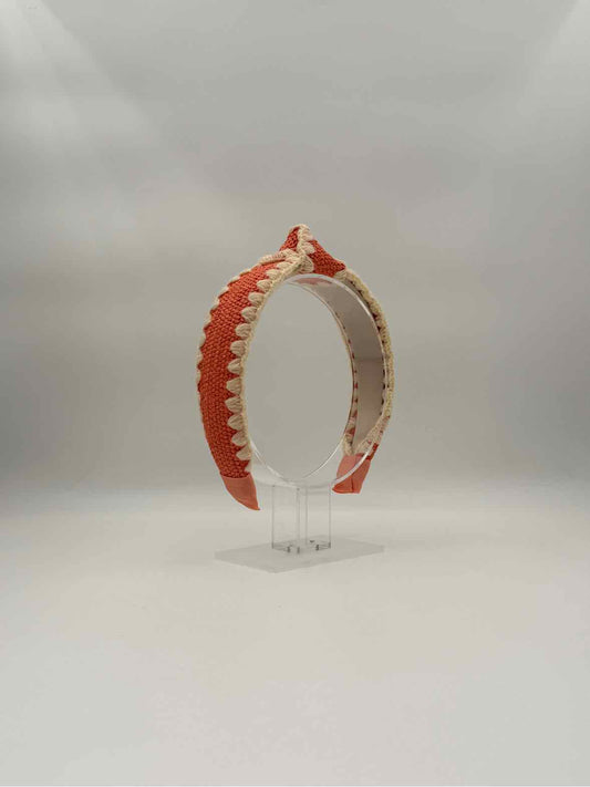 Orange Knotted Headband – Textured Padded Knot Hair Accessory