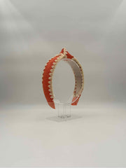 Orange Knotted Headband – Textured Padded Knot Hair Accessory
