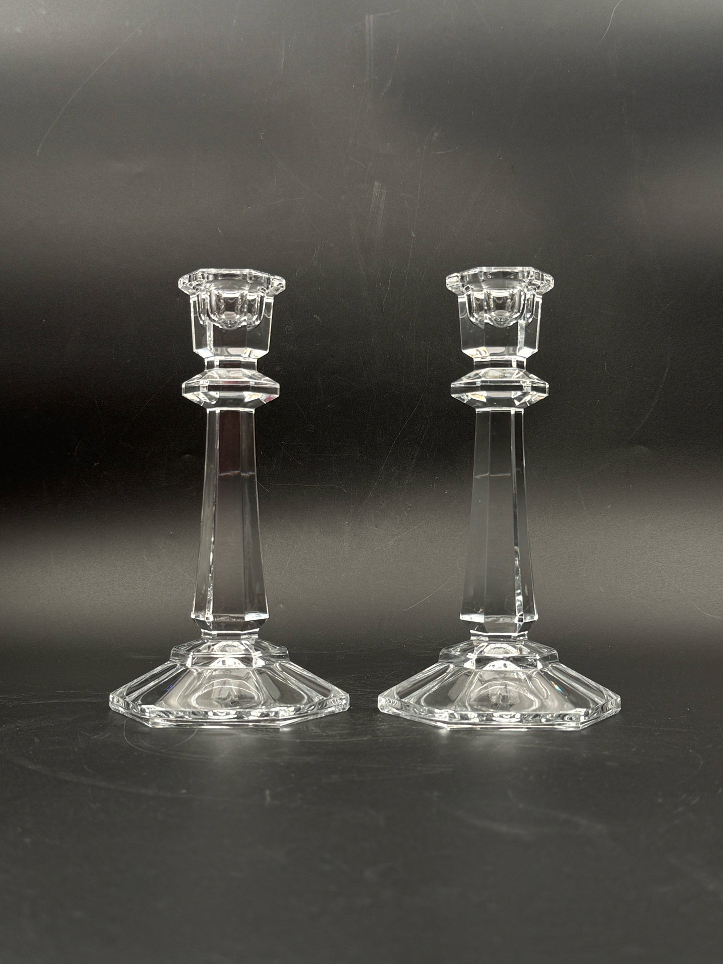 Pair Of Crystal Candle Holders