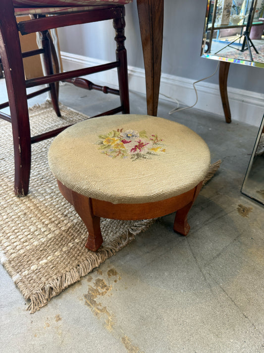 Floral Needlepoint Footstool