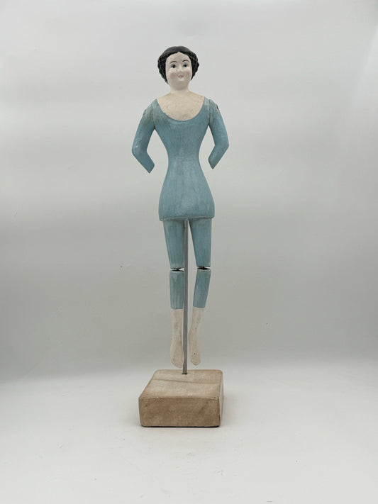 Antique Articulated Blue Santos Doll