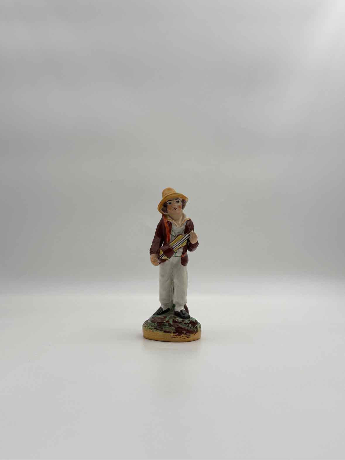 Antique 1880's English Peasant Playing Music Figurine