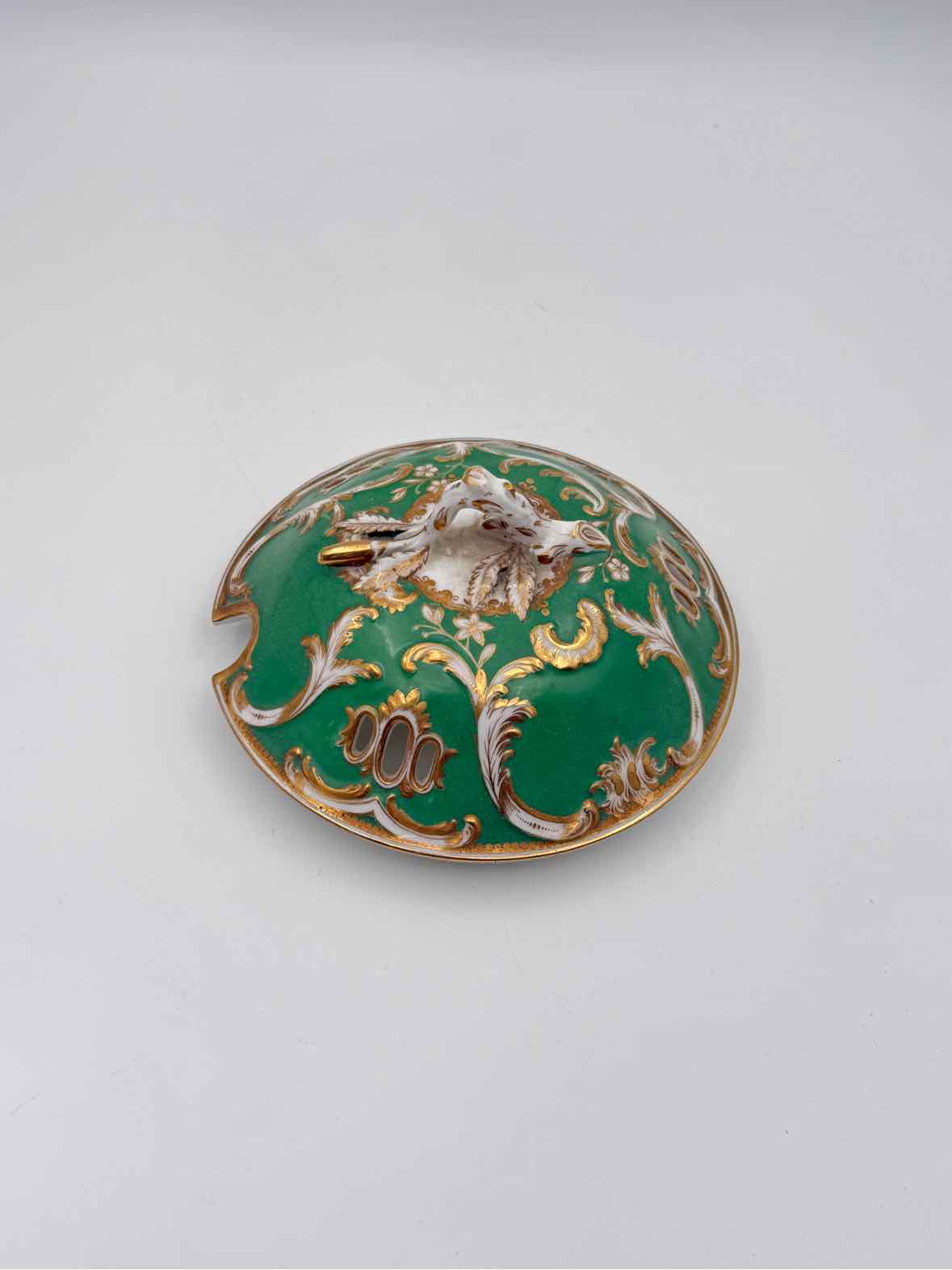 Antique Green Botanical Porcelain Tureen