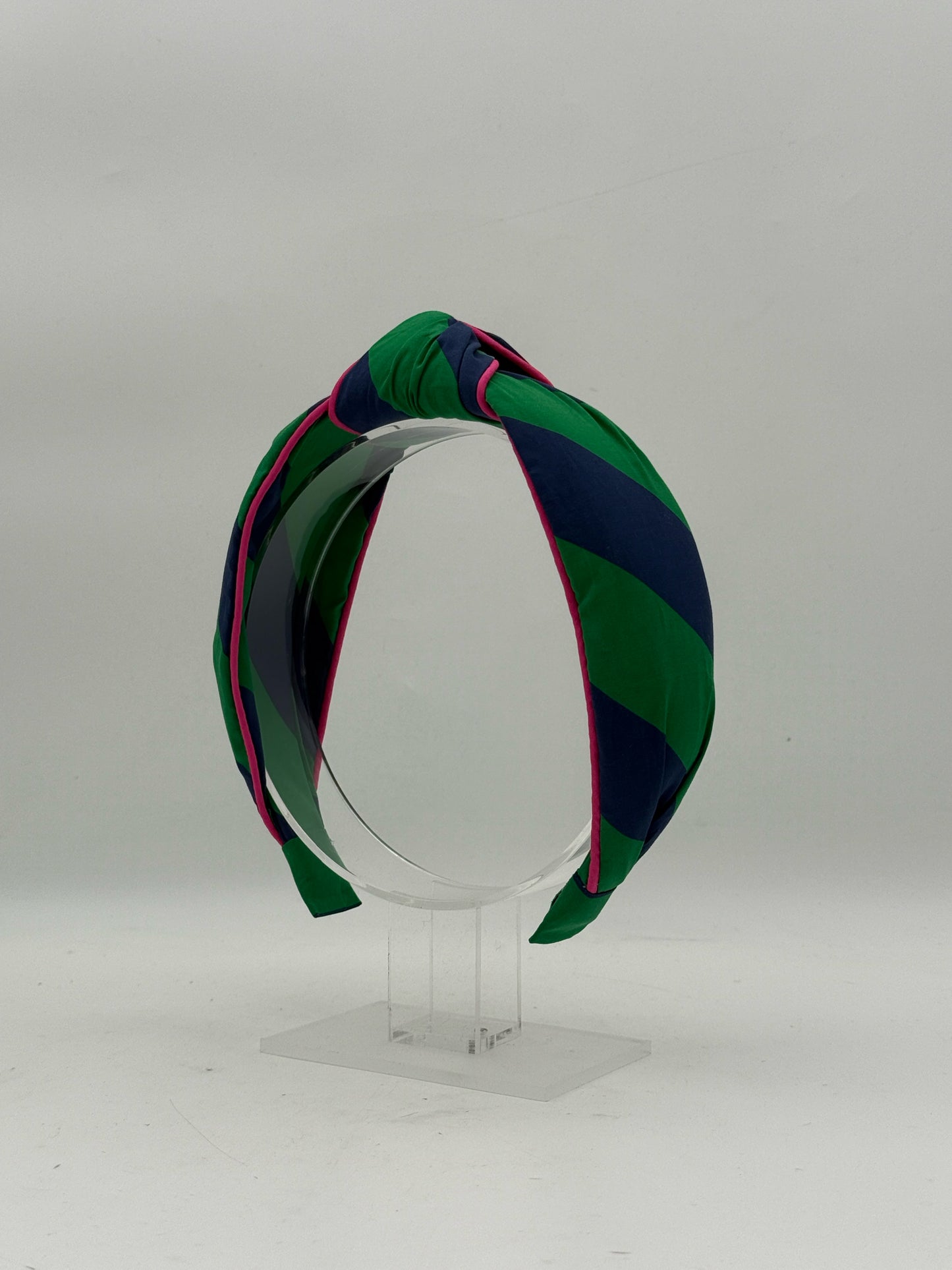 Green And Blue Striped Knotted Headband