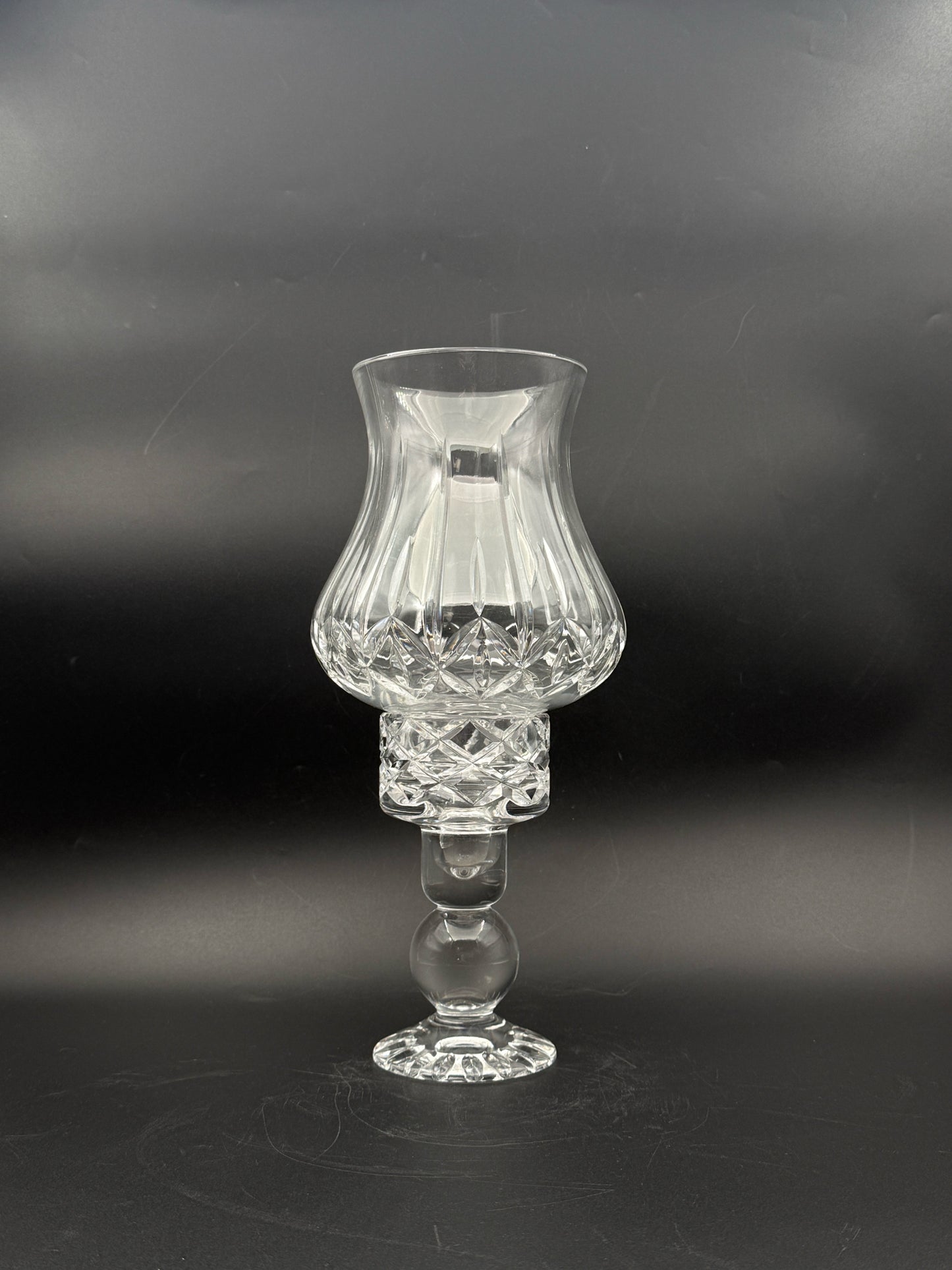 Pair Of Cut Crystal Hurricane Lamps