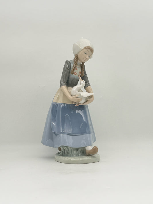 Lladro Dutch Girl With Goose Figurine