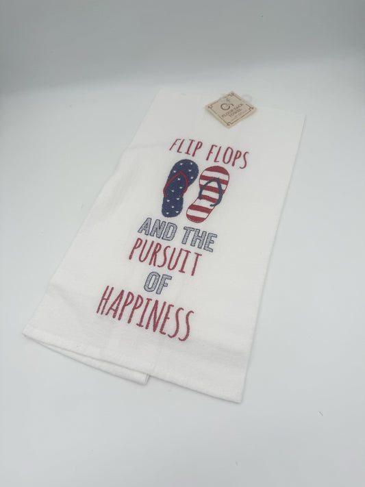 Flip Flops And The Pursuit Of Happiness Red White And Blue Towel