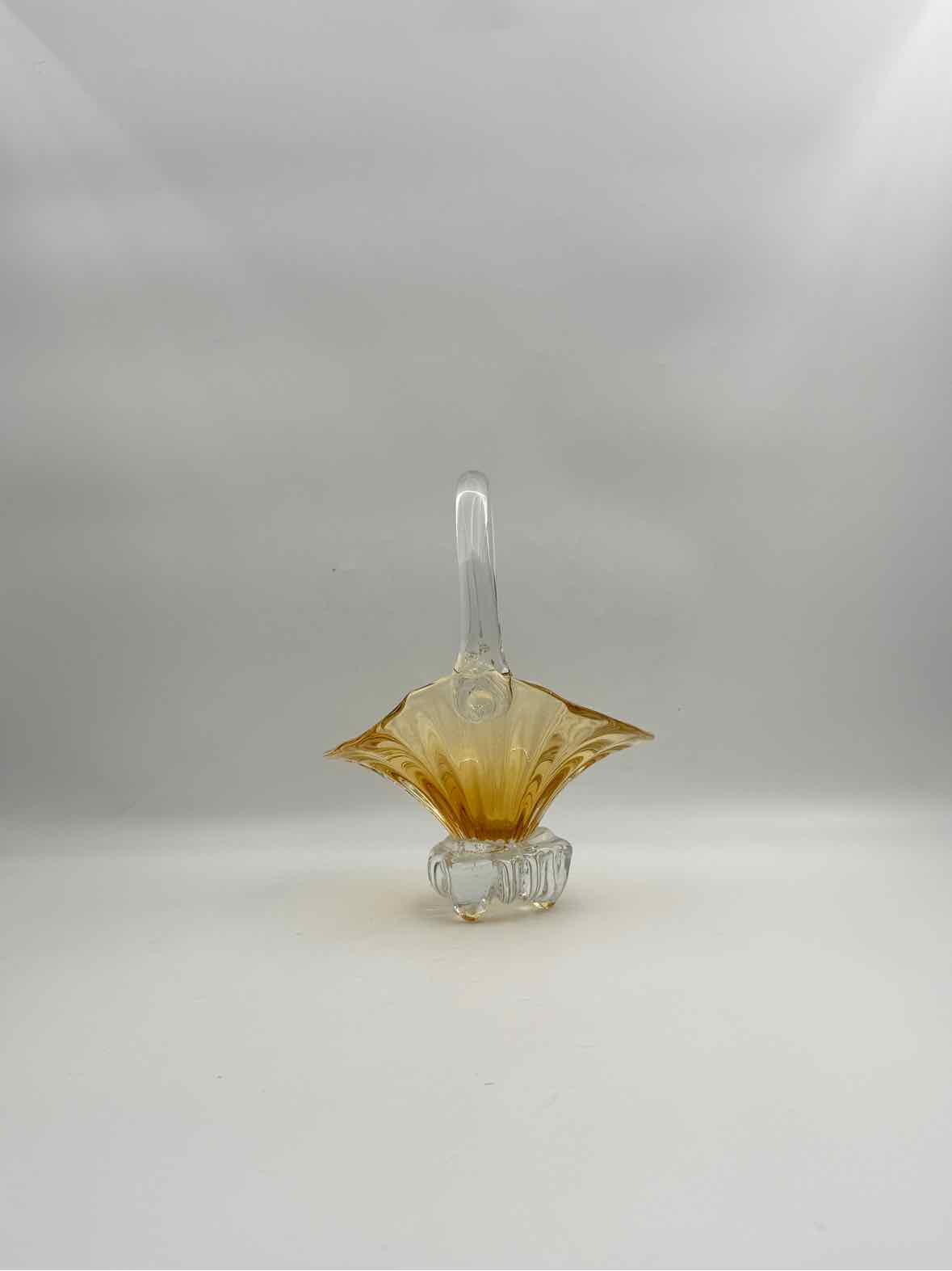 Vintage Yellow Glass Basket