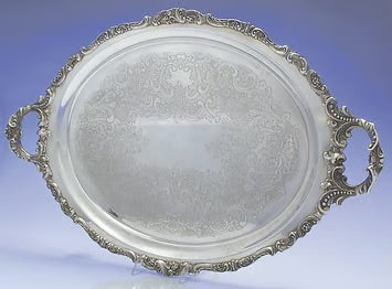 Wallace “Baroque” Silverplate Footed Butler’s Tray