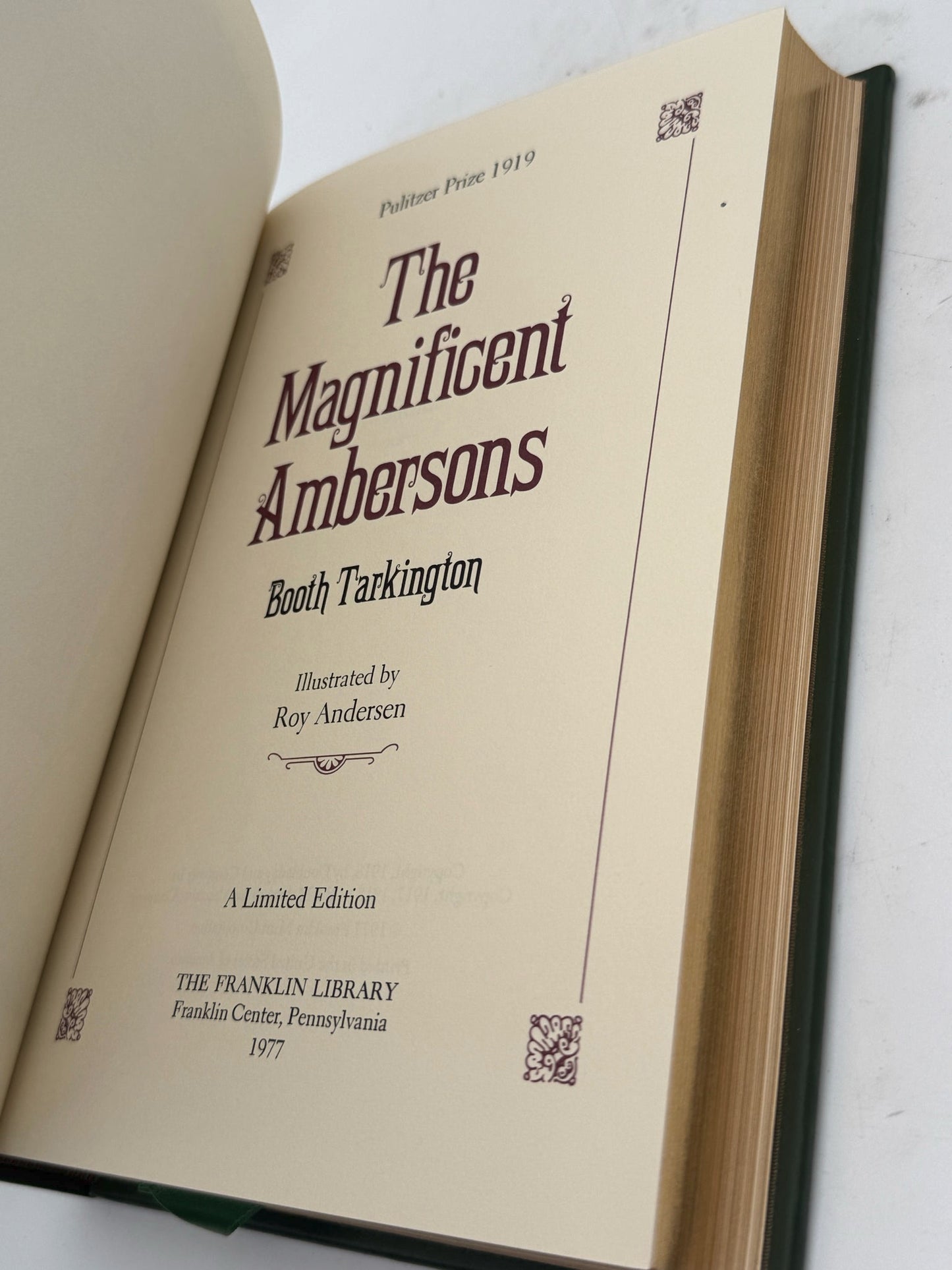 Booth Tarkington "The Magnificent Andersons" Hardcover Book- Franklin Edition