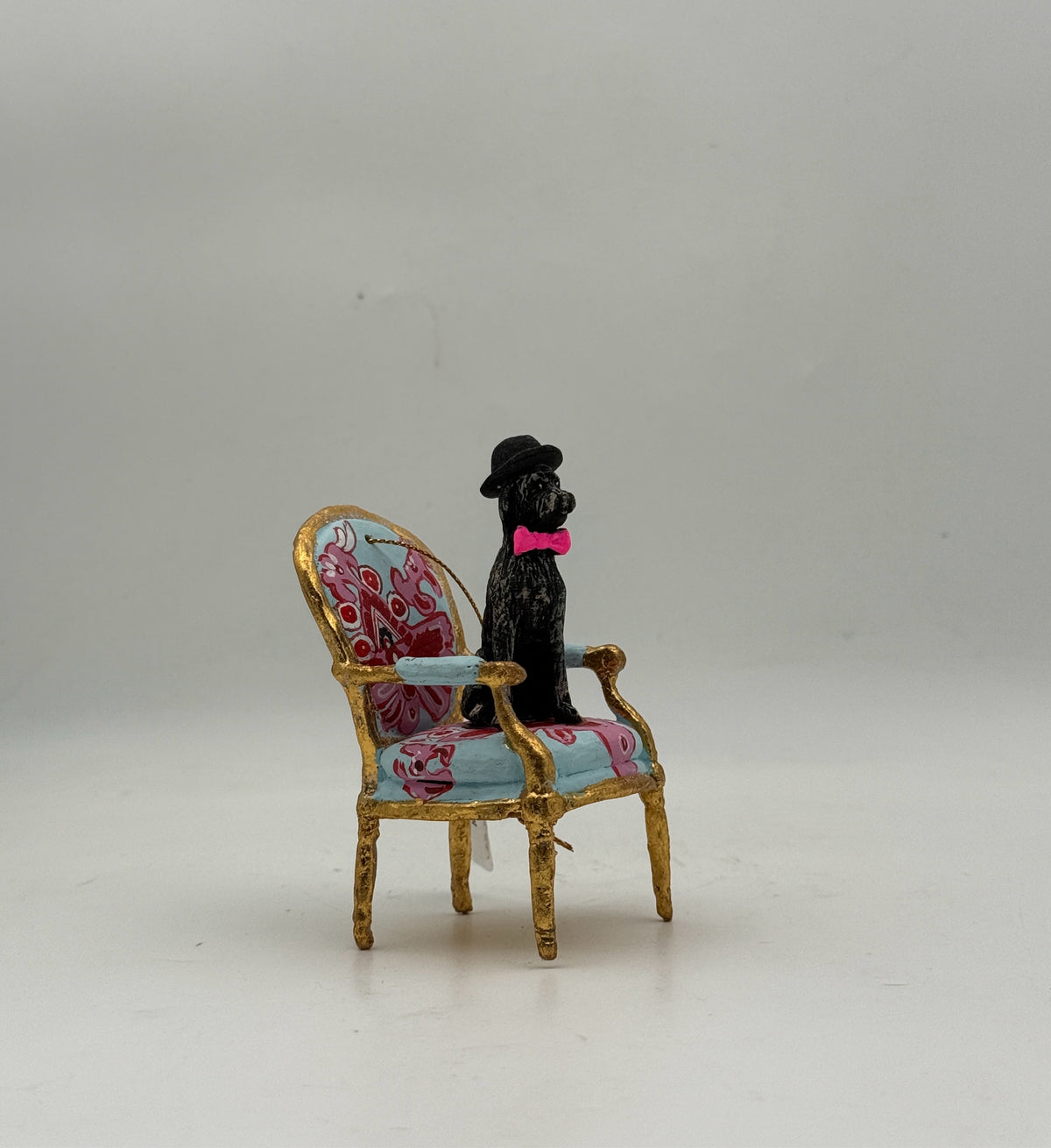 Bow Tie Dog On Chair Ornament