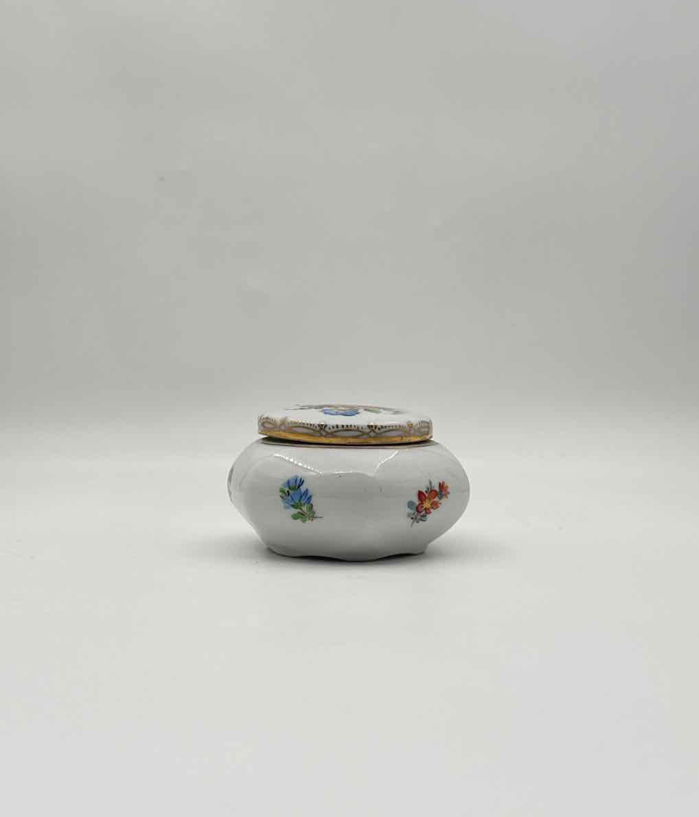 Vintage Fraureuth Hand Painted German Porcelain Vanity Box Floral Jar