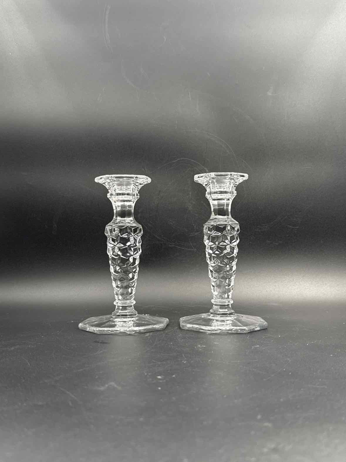 Vintage Fostoria Glass Matching Candlesticks