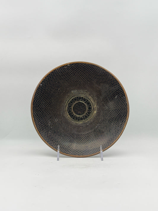 Vintage Brass Plate With Decorative Scale Motif