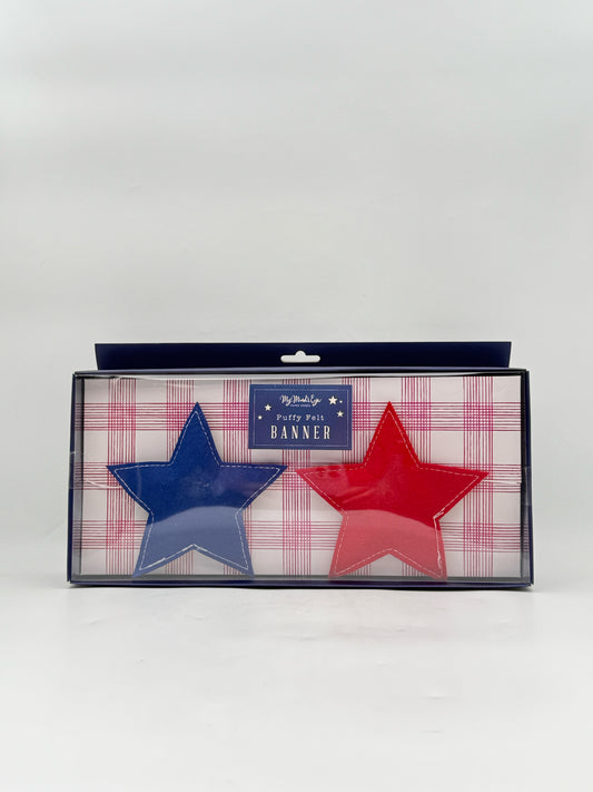Puffy Felt Red White And Blue Star Banner