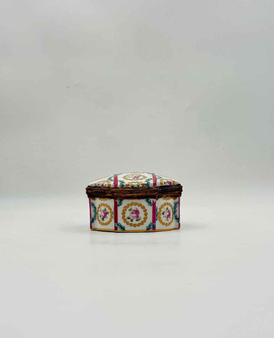 Vintage Samson Porcelain Trinket Box Pink Roses Garland France Art