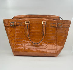 Aspinal Of London Croc Embossed Leather Tote Bag Purse