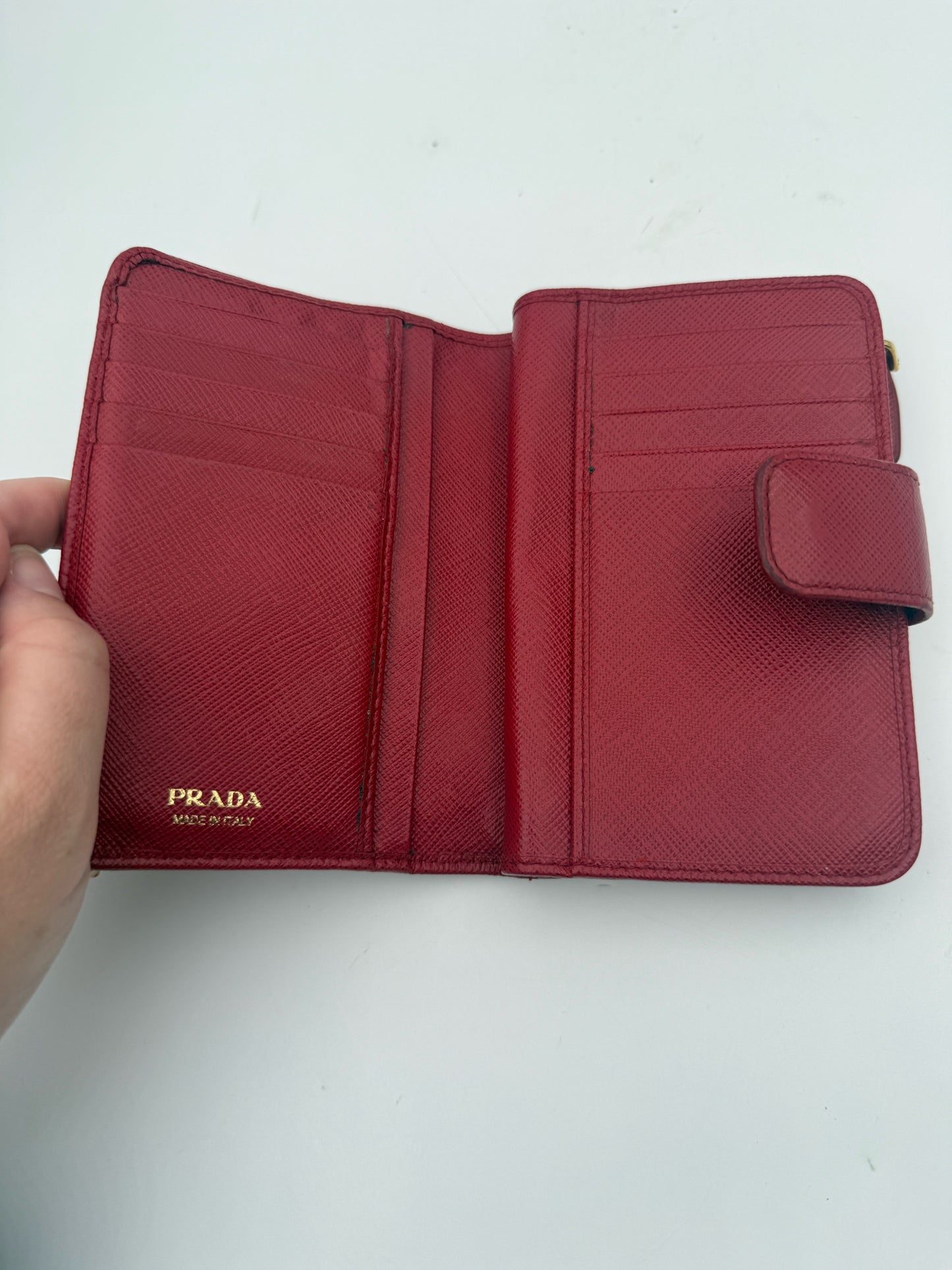 Prada Red Saffiano Leather Wallet