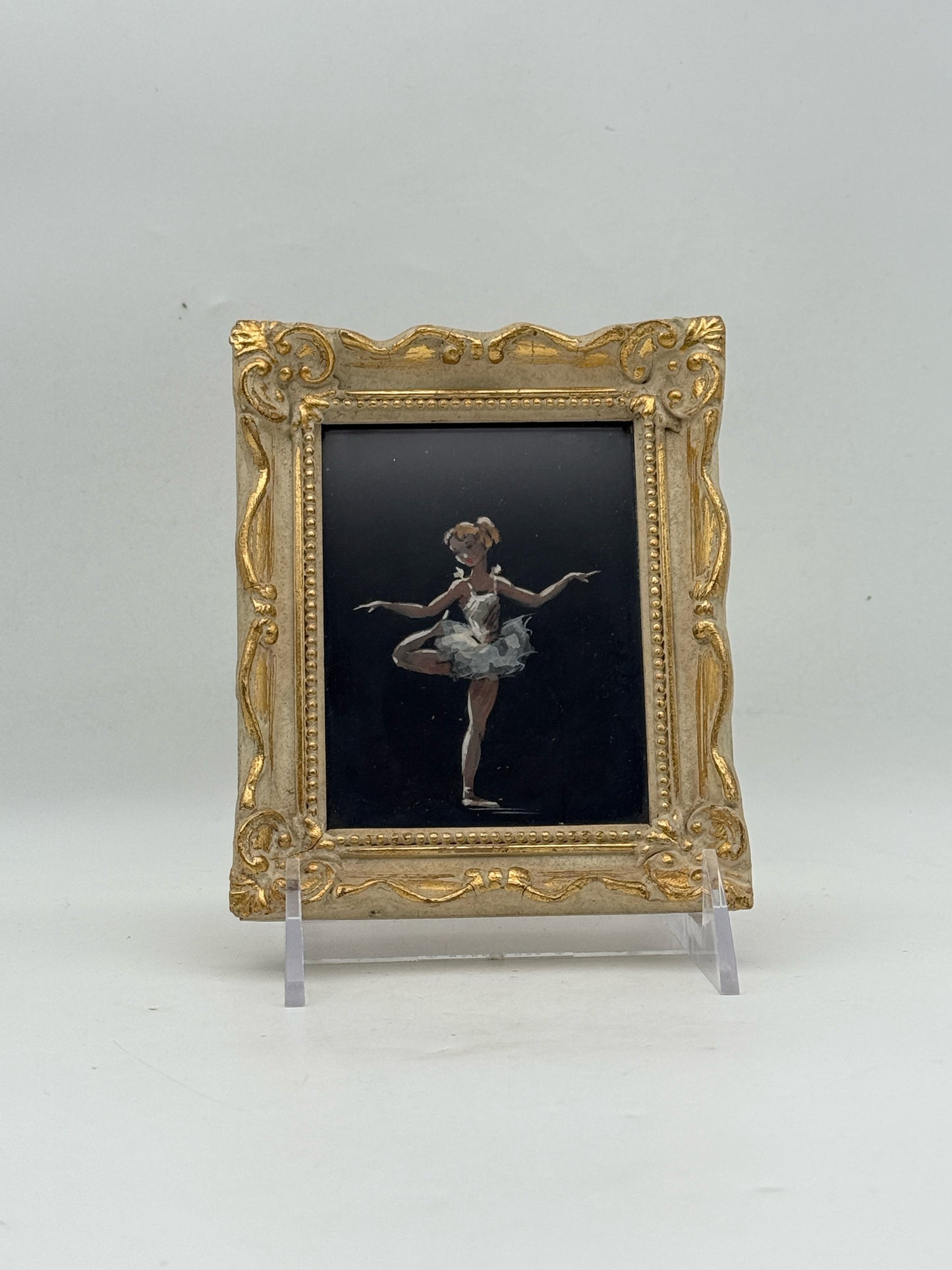 A Set Of Three Miniature Original Framed Ballerina Paintings