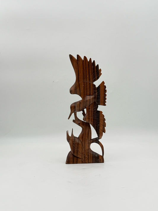 Zebrawood Carved Tropical Bird Figurine
