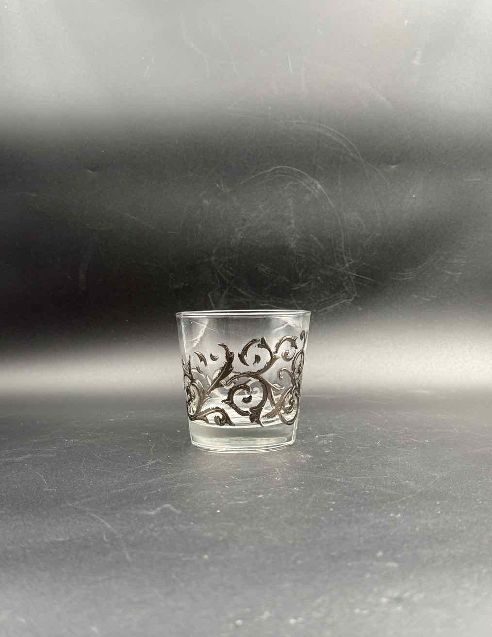 Vintage Libbey Lowball Glasses Scroll Overlay Set of 6 Barware