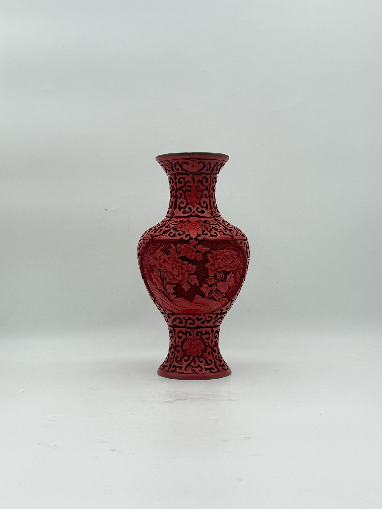 Chinese Red Cinnabar Carved Vase