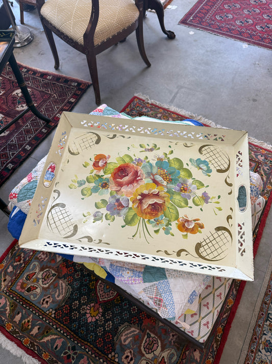 Handpainted Metal Tole Tray