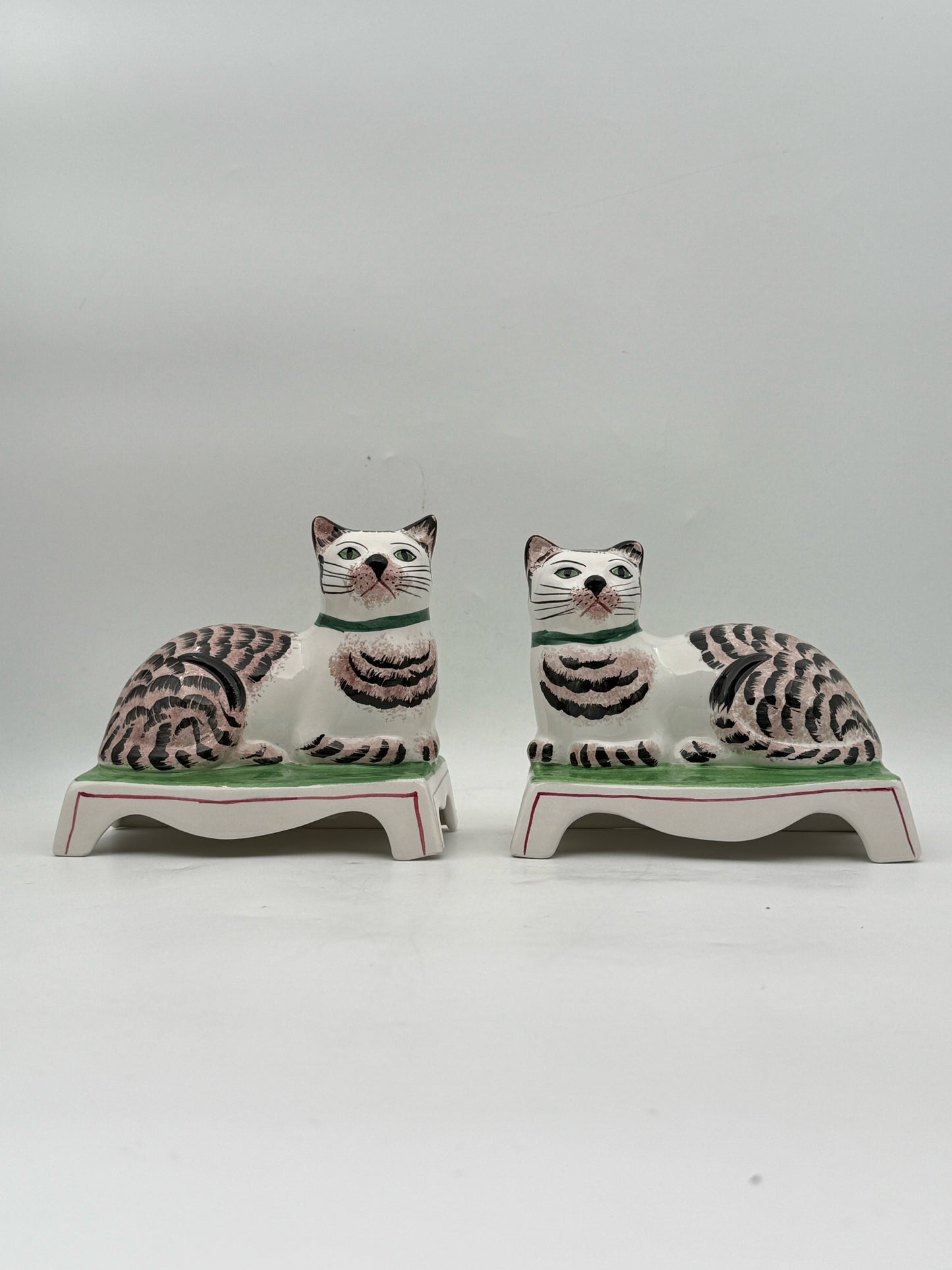 Pair Of Italian Ceramic Tabby Cats