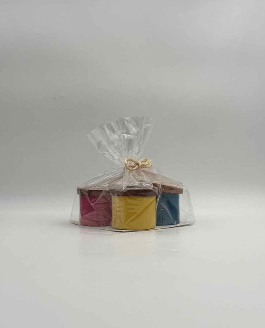 Primary Color Pinch Pots with Wood Lids Set of 4 Kitchenware