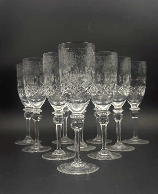 Rogaska Galia Champagne Flutes- Set Of 8