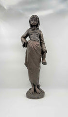 Bronze Maiden With Lute Statue After Henry Weisse