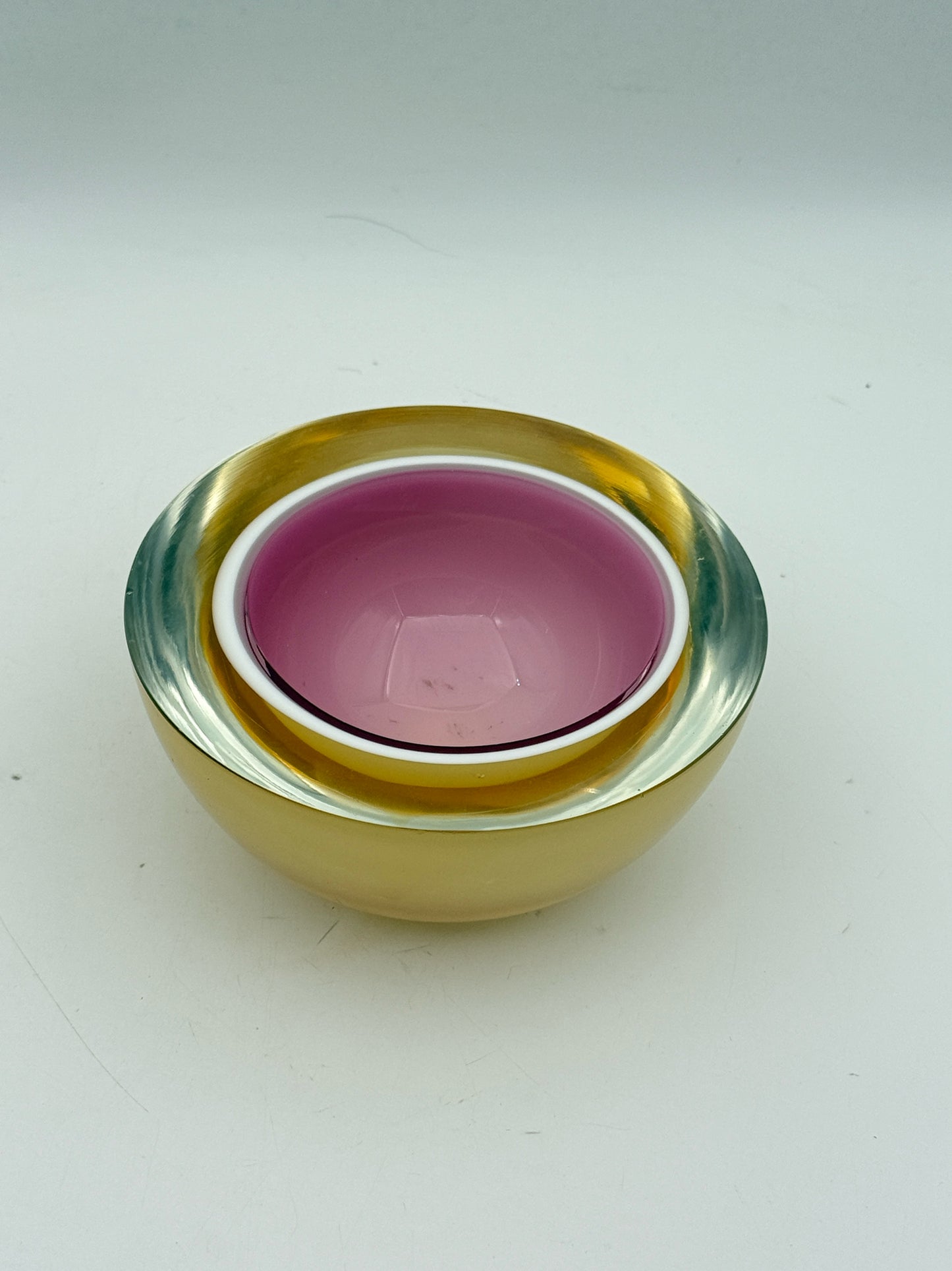 Mirano Pink And Yellow Glass Bowl