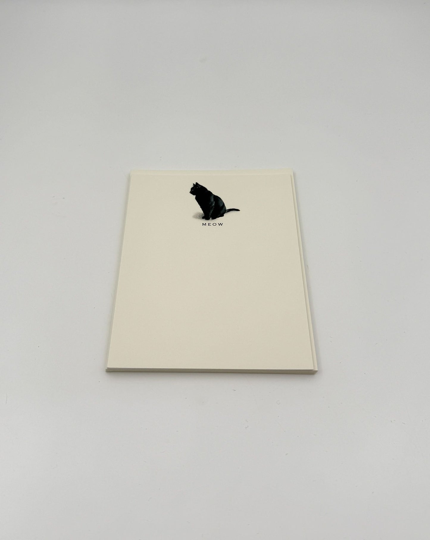 Cat Notecards “MEOW” – Black Cat Set of 6 by Fable & Sage Cards