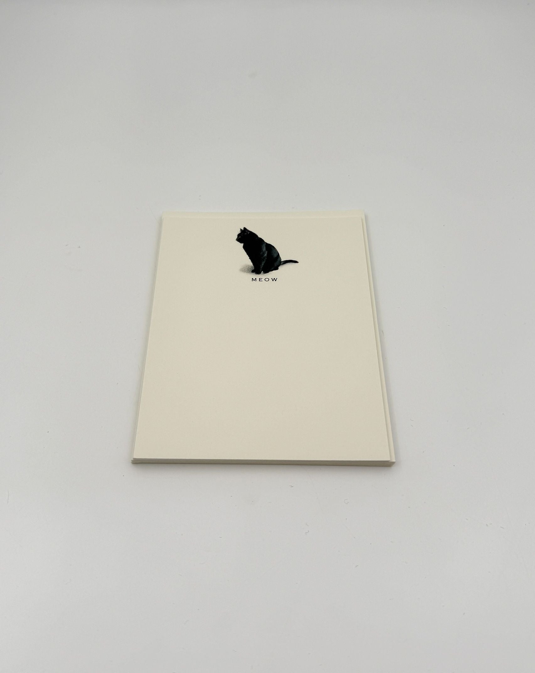 Cat Notecards “MEOW” – Black Cat Set of 6 by Fable & Sage Cards