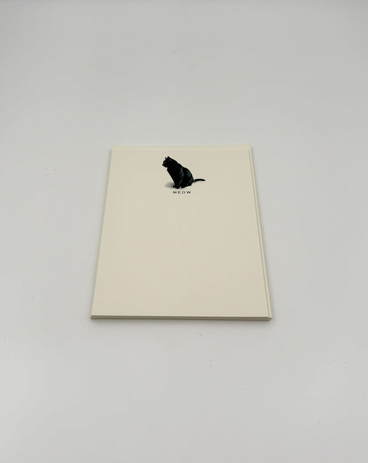 Cat Notecards “MEOW” – Black Cat Set of 6 by Fable & Sage Cards